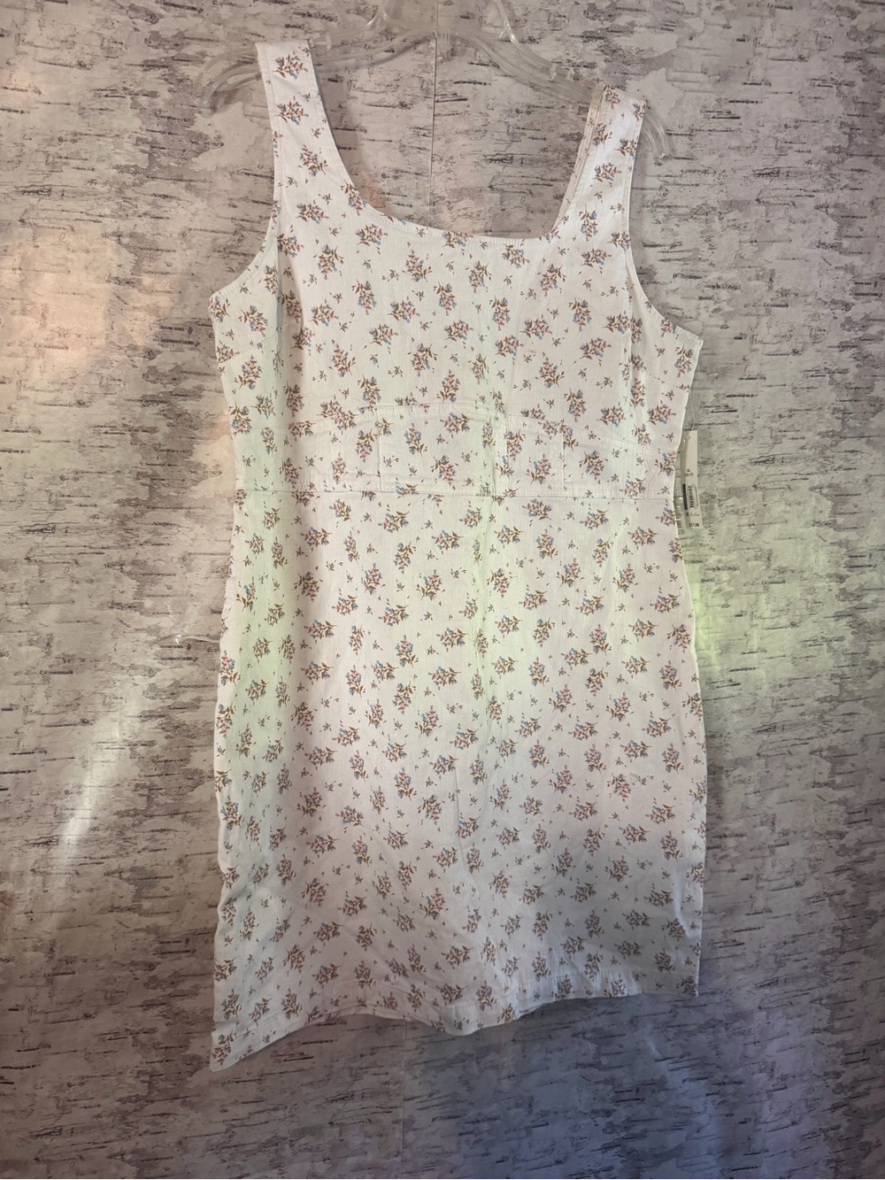 NWOT No Boundaries White Mini Dress with Pink and Tan Floral Print